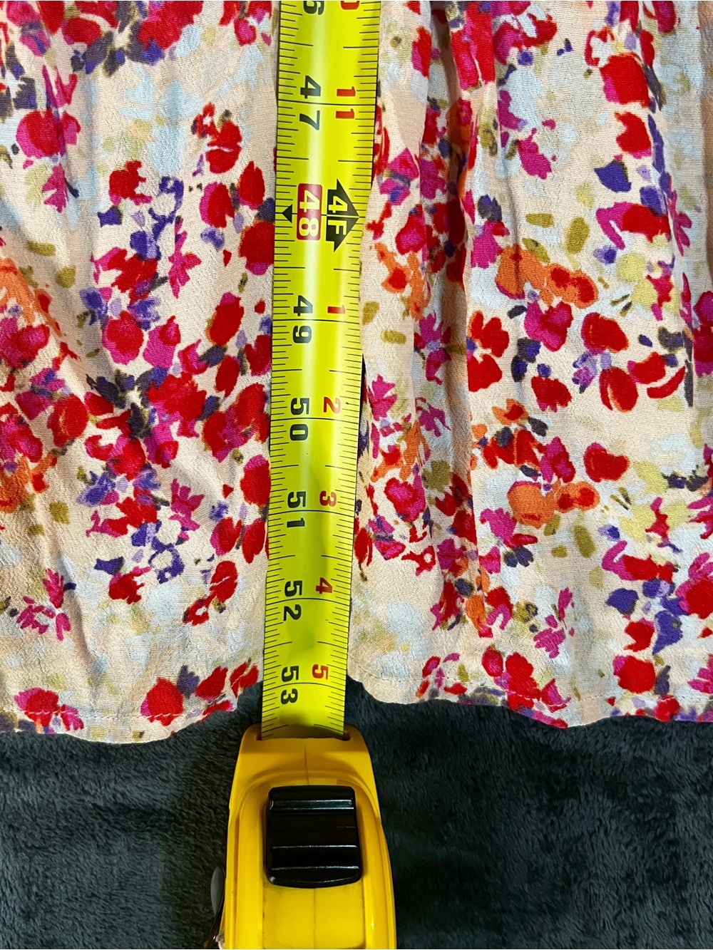 LoveStitch Wms Cream Red Floral Pleated Smocked Cottagecore Maxi Dress S/M - Picture 10 of 11